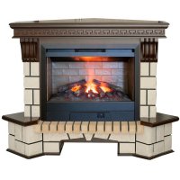 Каминокомплект RealFlame Stone Corner new 26/HL AO (DN) с очагом 3D Helios