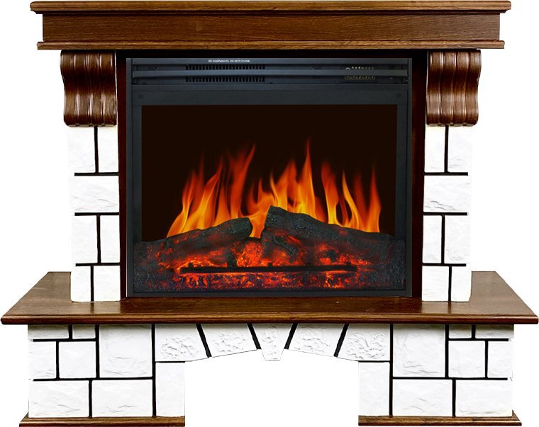 Каминокомплект Royal Flame Porto с очагом Jupiter FX New Орех/Белый камень (разборный)