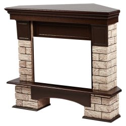 Портал Firelight Forte Wood 25U (угловой) камень коричневый/шпон темный дуб