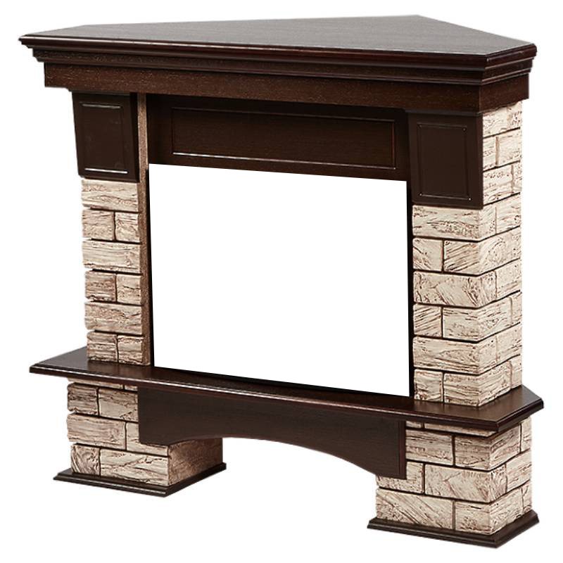 Портал Firelight Forte Wood 25U (угловой) камень коричневый/шпон темный дуб