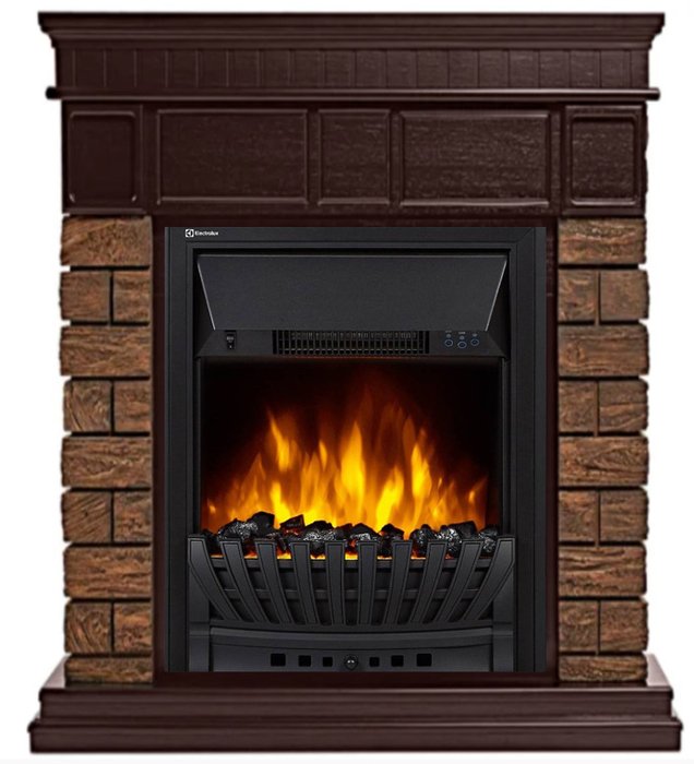 Каминокомплект Firelight Bricks Wood Classic с очагом Electrolux EFP/P-1020LS камень коричневый/шпон темный дуб
