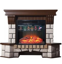 Каминокомплект Interflame Экстер М средний дуб угловой с очагом Foton 23 LED FX