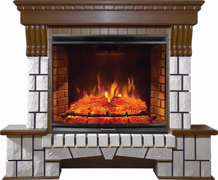 Каминокомплект Interflame Экстер средний дуб с очагом Panoramic 02 33 LED FX