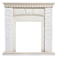 Портал Firelight Porto Classic камень белый/шпон беленый дуб