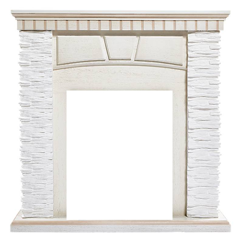 Портал Firelight Porto Classic камень белый/шпон беленый дуб