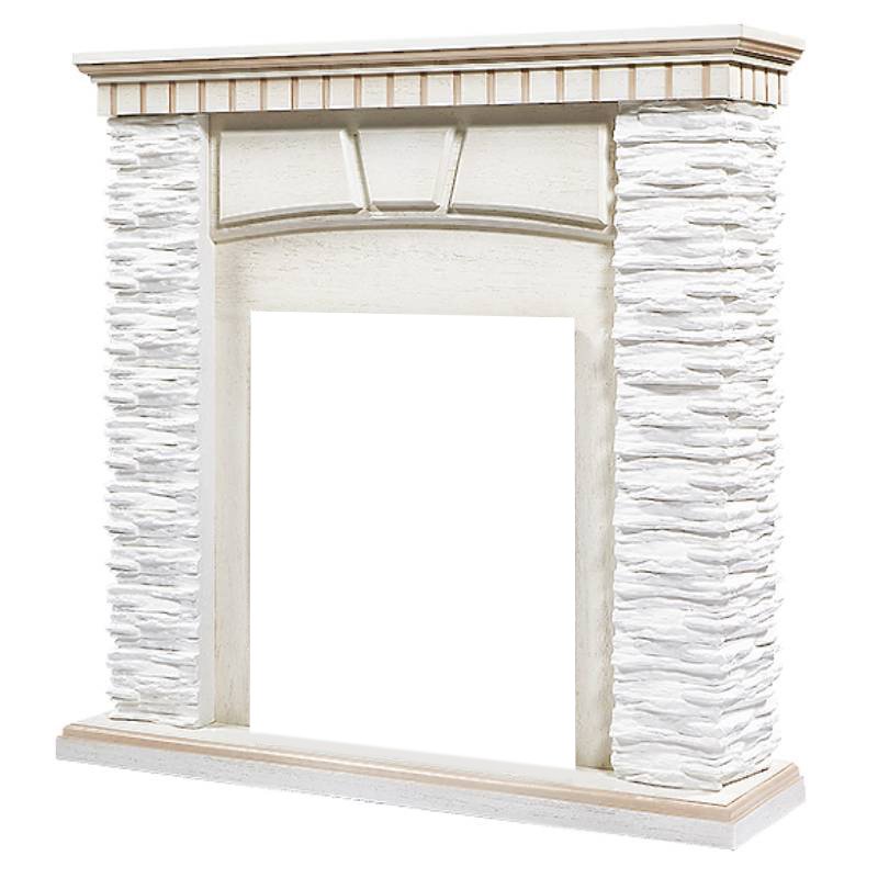 Портал Firelight Porto Classic камень белый/шпон беленый дуб