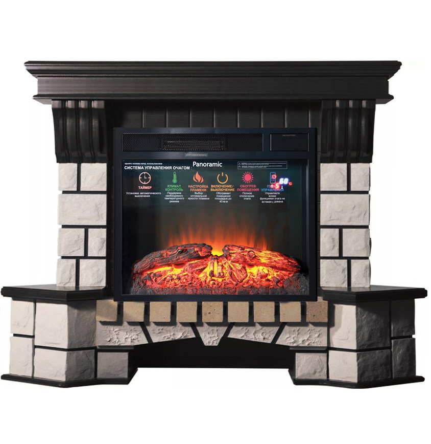 Каминокомплект Interflame Экстер М венге угловой с очагом Foton 23 LED FX