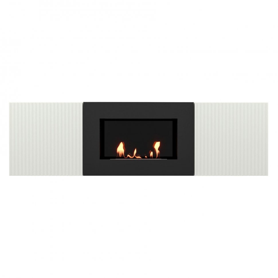 Тумба с биокамином Firelight BFP/P-1400L белый+набор керамических дров сосна