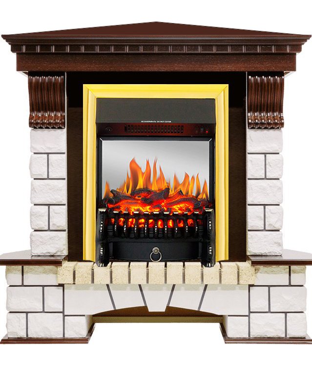 Каминокомплект Royal Flame Pierre Luxe угловой с очагом Fobos FX M Brass