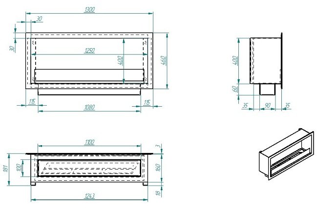 Биокамин Zefire Flagman 1300 Long