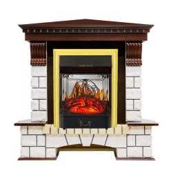 Каминокомплект Royal Flame Pierre Luxe угловой с очагом Majestic FX M Brass
