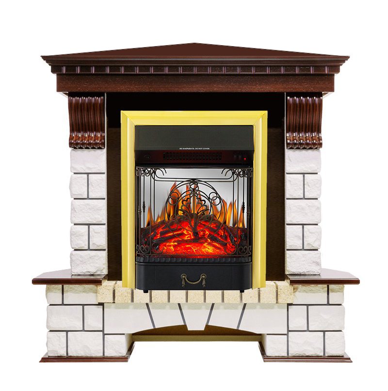 Каминокомплект Royal Flame Pierre Luxe угловой с очагом Majestic FX M Brass