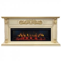 Каминокомплект Interflame Лорд бежевый с золотой патиной с очагом FreeSpace 60 LED FX QZ
