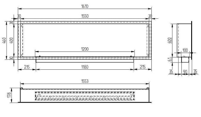 Биокамин Zefire Flagman 1600 шлифованный