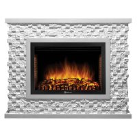 Каминокомплект Firelight Quadro 25 с очагом Electrolux EFP/P-2520LS камень песчаник античный белый/белая эмаль