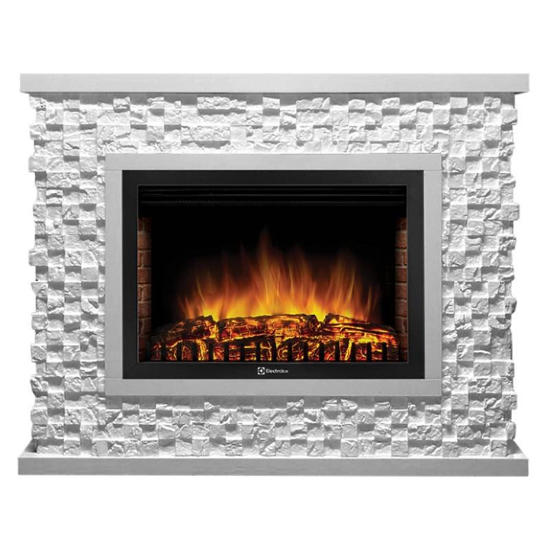 Каминокомплект Firelight Quadro 25 с очагом Electrolux EFP/P-2520LS камень песчаник античный белый/белая эмаль