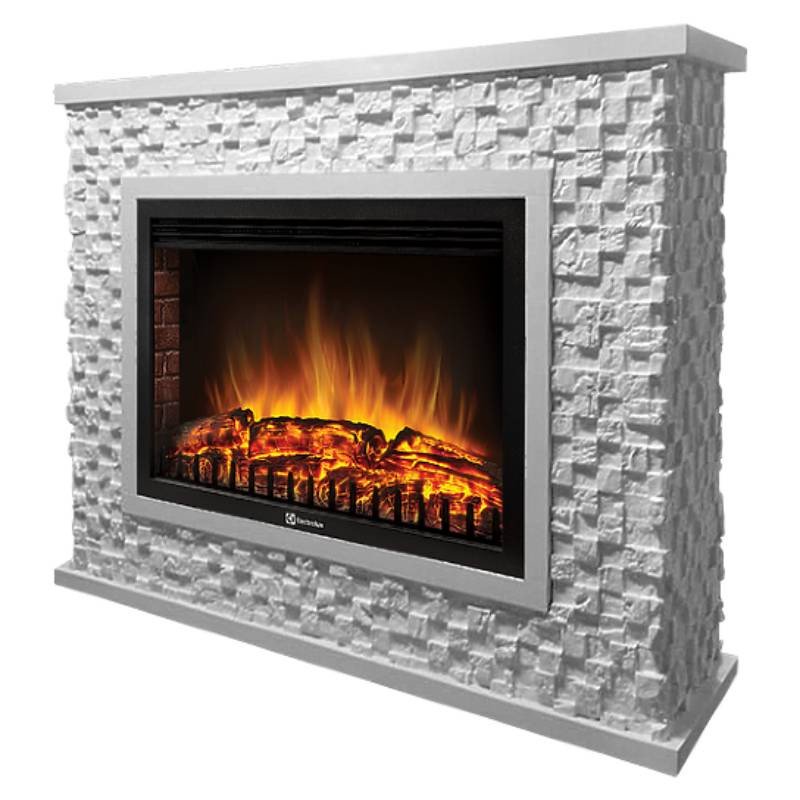 Каминокомплект Firelight Quadro 25 с очагом Electrolux EFP/P-2520LS камень песчаник античный белый/белая эмаль