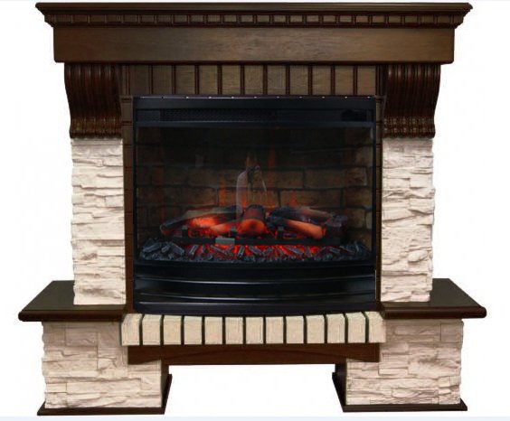 Каминокомплект Interflame Экстер сланец средний дуб с очагом Panoramic 25-30 LED FX 3D