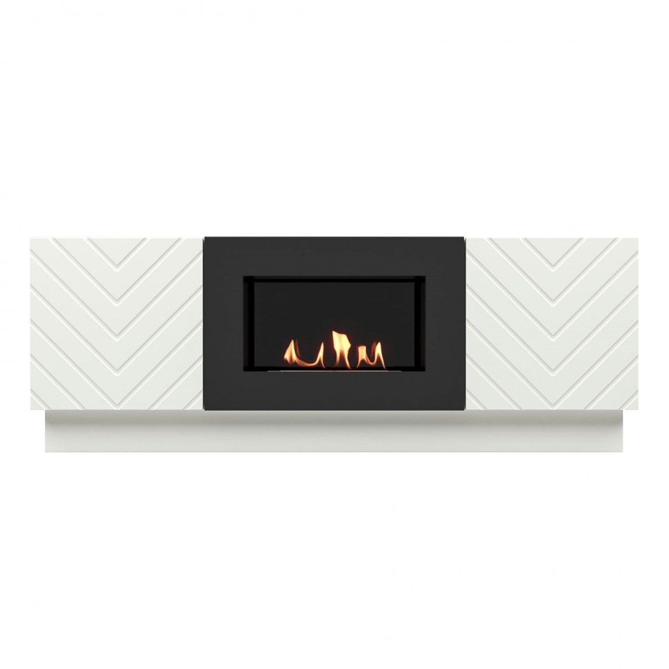 Тумба с биокамином Firelight BFP/P-1400V белый+набор керамических дров береза