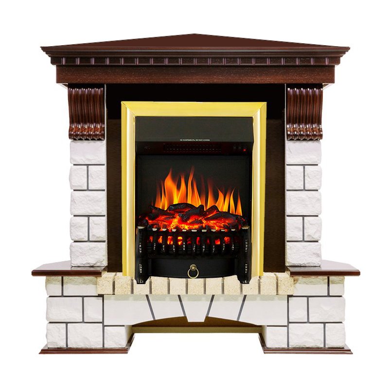Каминокомплект Royal Flame Pierre Luxe угловой с очагом Fobos FX Brass