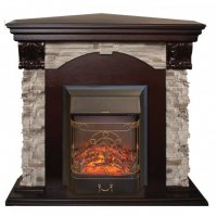 Каминокомплект RealFlame Dublin ROCK Corner STD/EUG AO с очагом Majestic s Lux Black/Brass