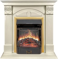 Каминокомплект Royal Flame Dublin RUSTIC (Разборный) с очагом Majestic FX M Brass слоновая кость