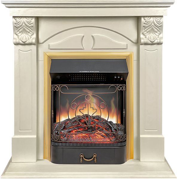 Каминокомплект Royal Flame Dublin RUSTIC (Разборный) с очагом Majestic FX M Brass слоновая кость