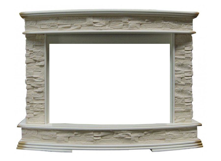 Портал Interflame Памир сланец бежевый с золотой патиной под очаг Panoramic 33W LED FX