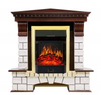 Каминокомплект Royal Flame Pierre Luxe угловой с очагом Majestic FX Brass