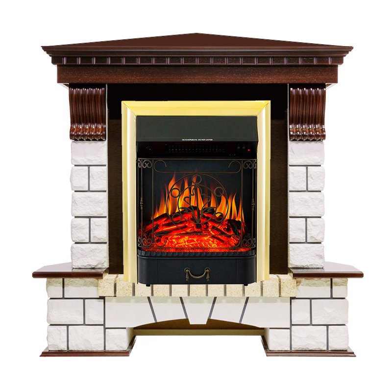 Каминокомплект Royal Flame Pierre Luxe угловой с очагом Majestic FX Brass