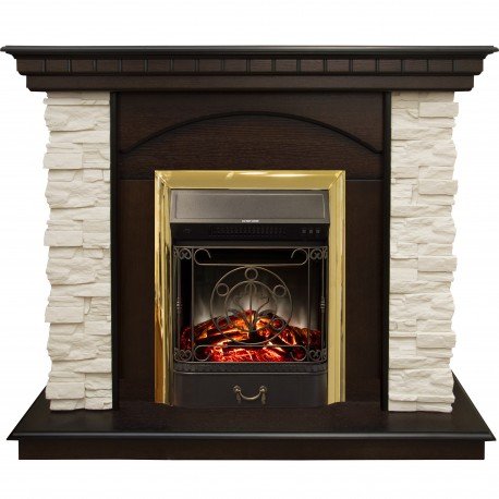 Каминокомплект RealFlame Elford STD/EUG/25'5/HL AO с очагом Majestic s Lux Black/Brass