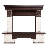 Портал Firelight Forte 25S камень белый/шпон темный дуб