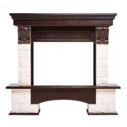 Портал Firelight Forte 25S камень белый/шпон темный дуб