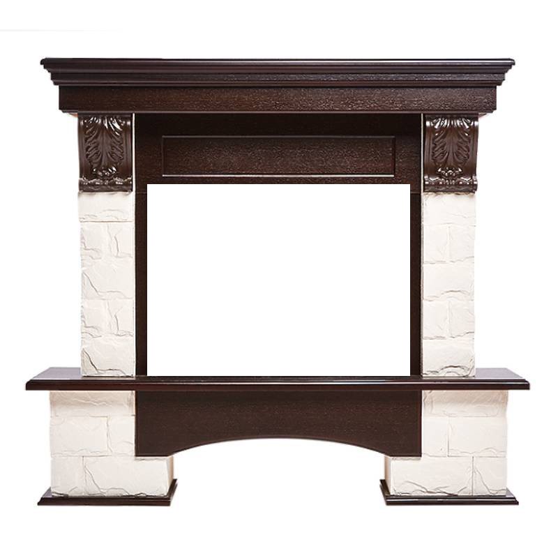 Портал Firelight Forte 25S камень белый/шпон темный дуб