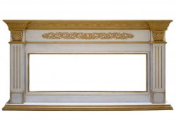 Портал Interflame Елизавета белый с золотой патиной под очаг FreeSpace 60 LED FX QZ