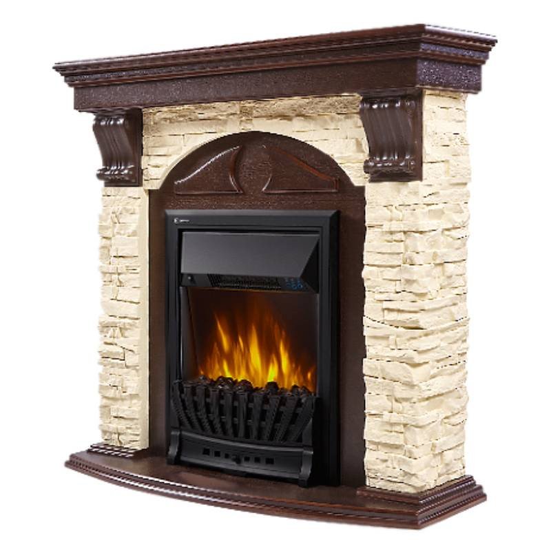 Каминокомплект Firelight Torre Classic с очагом Electrolux EFP/P-1020LS сланец слоновая кость/шпон темный дуб