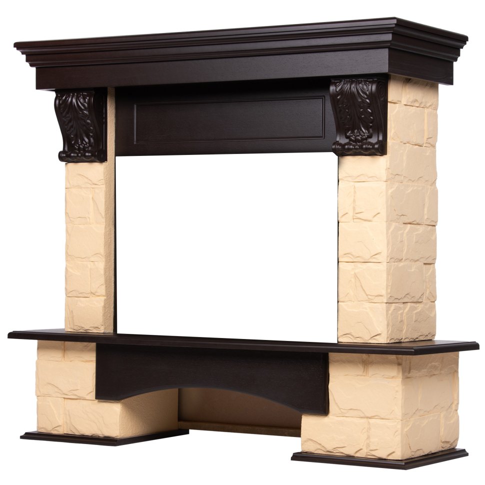 Портал Firelight Forte 25S камень бежевый/шпон темный дуб