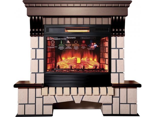 Каминокомплект Interflame Экстер средний дуб с очагом Panoramic 06 25 LED FX