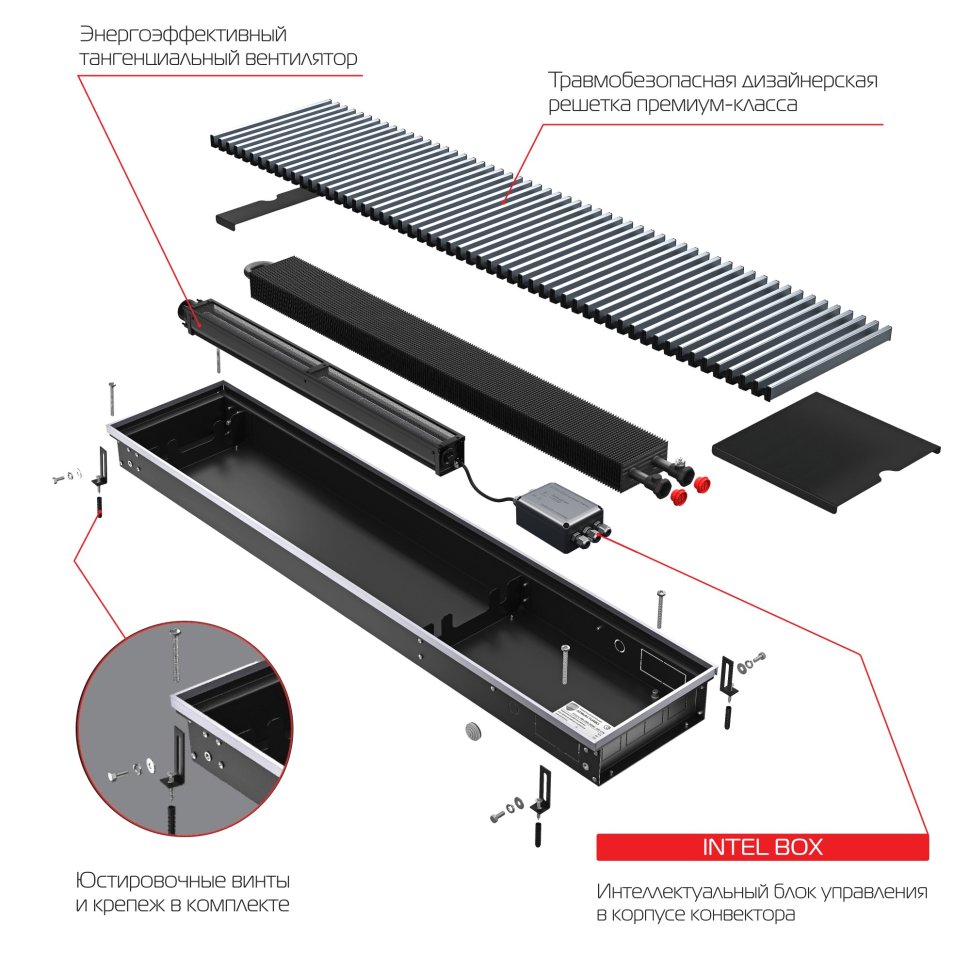 Внутрипольный конвектор Royal Thermo Atrium Turbo 190/400/1500-DG-U-AU