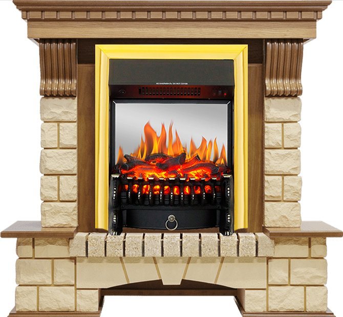 Каминокомплект Royal Flame Pierre Luxe шампань с очагом Fobos FX M Brass