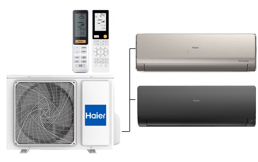 Мульти сплит-система на 2 комнаты 35+25 м2 Haier Lightera AS12NS6ERA-G+Flexis SM AS25S2SF2FA-B/2U40S2SM1FA c Wi-Fi модулем ESP32