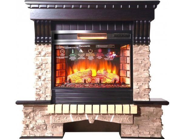 Каминокомплект Interflame Экстер прованс темный дуб под очаг Panoramic 06 25 LED FX QZ