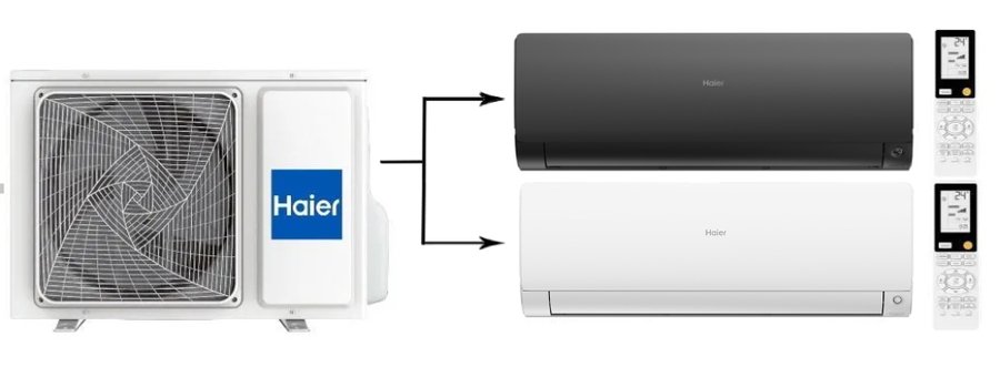 Мульти сплит-система на 2 комнаты 25+35 м2 Haier AS25S2SF2FA-W+AS35S2SF2FA-B/2U40S2SM1FA Flexis Super Match
