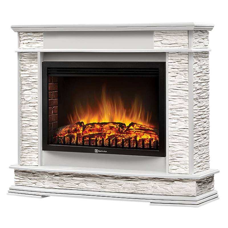 Каминокомплект Firelight Scala 25 с очагом Electrolux EFP/P-2520LS сланец скалистый белый/шпон белый дуб