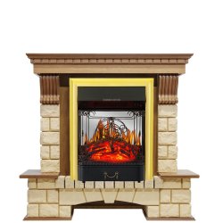 Каминокомплект Royal Flame Pierre Luxe шампань с очагом Majestic FX M Brass