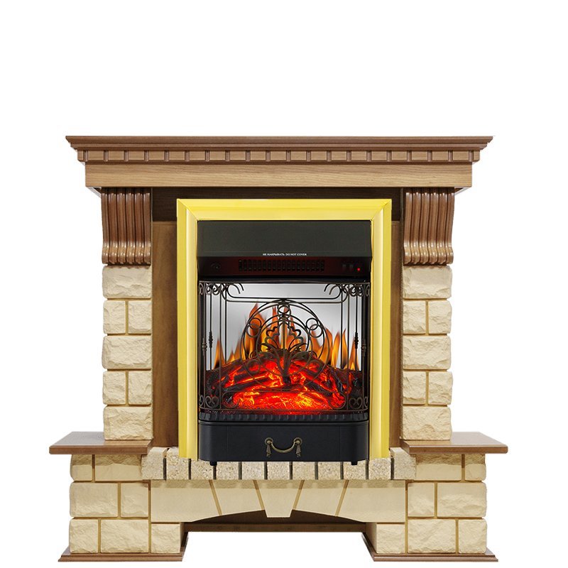 Каминокомплект Royal Flame Pierre Luxe шампань с очагом Majestic FX M Brass