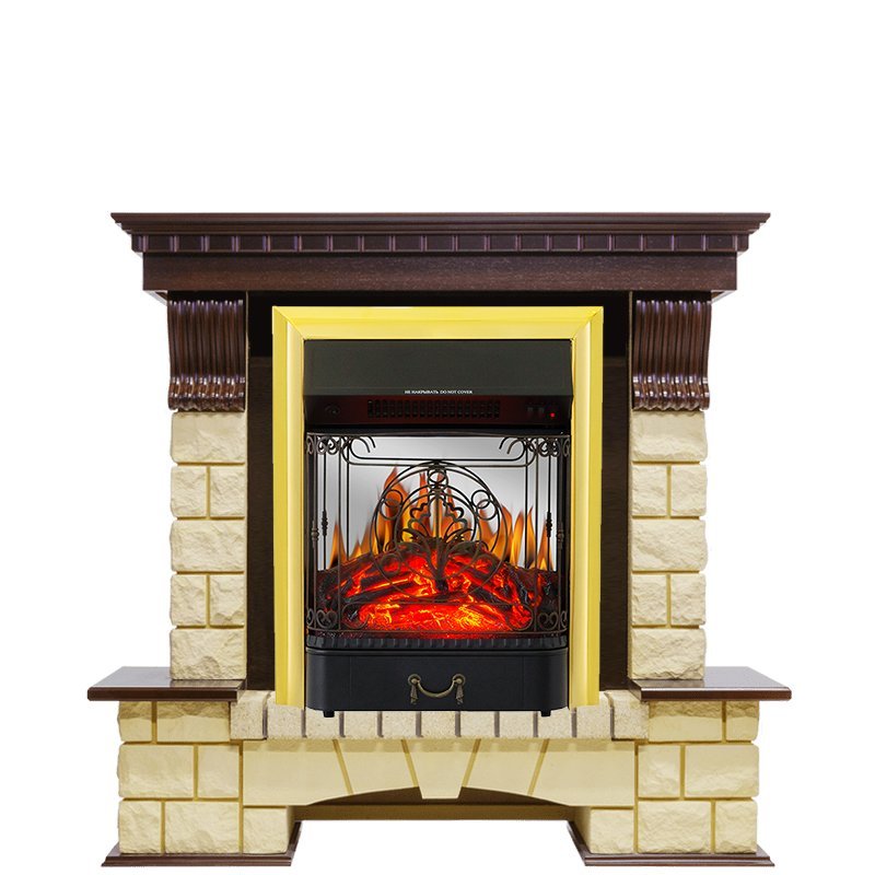 Каминокомплект Royal Flame Pierre Luxe шампань с очагом Majestic FX M Brass