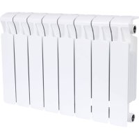 Биметаллический радиатор отопления Rifar Monolit 350 боковое подключение 8 секций белый RAL 9016