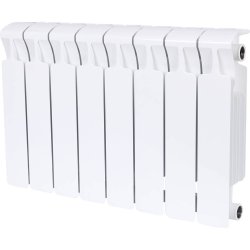 Биметаллический радиатор отопления Rifar Monolit 350 боковое подключение 8 секций белый RAL 9016
