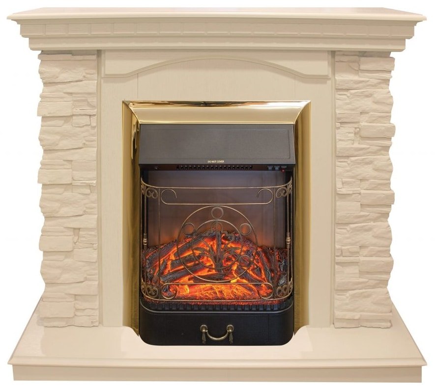 Каминокомплект RealFlame Elford STD/EUG/25'5/HL WT с очагом Majestic s Lux Black/Brass